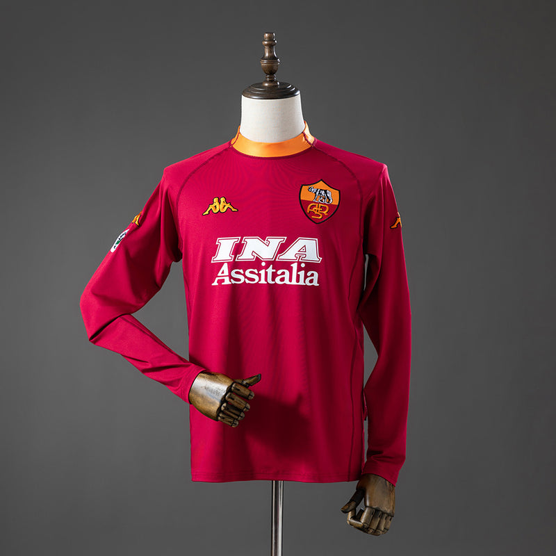 Retro Rome Home Jersey 2000-01 Long Sleeves Football Kit Soccer Shirt