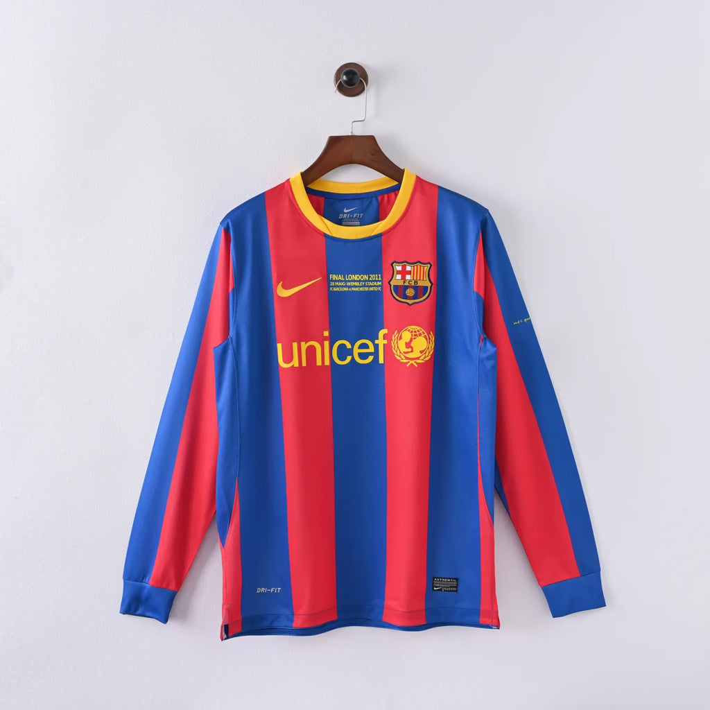 Retro Barcelona Jersey 2010-11 Home Long Sleeves Football kits Soccer shirt