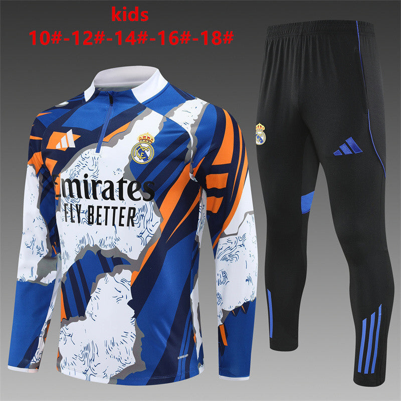 Kids Real Madrid Training Tracksuits 25/26 Football Kit Soccer Jersey