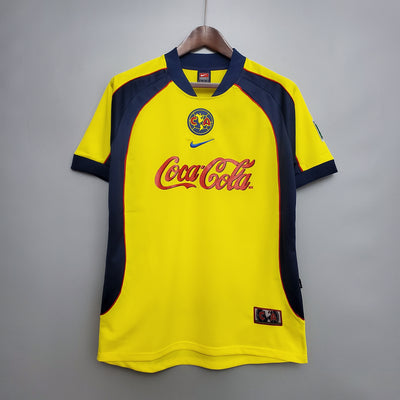 Retro Club America Jersey 2001-02 Home Yellow Football Kit Soccer Jersey