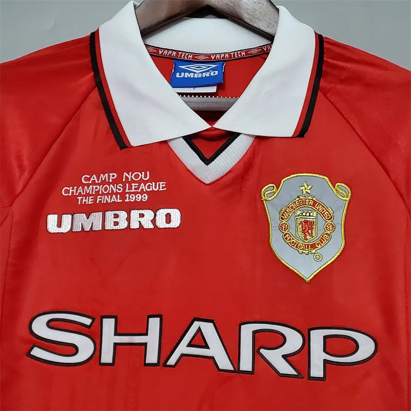 Manchester United Jersey Home Kit 1999/00 Retro Long Sleeves Football Team Soccer Shirt