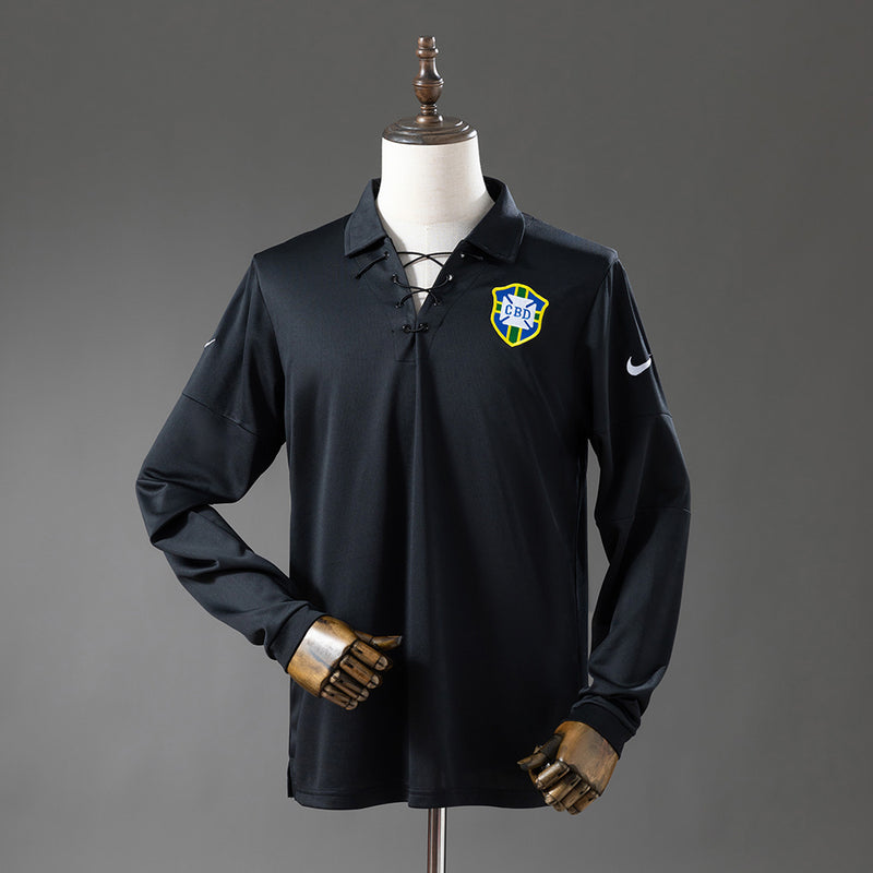 Brazil Jersey 2004 Black Retro Football Kit Long Sleeves