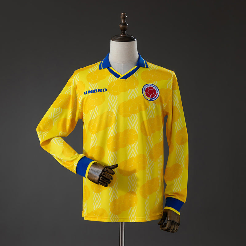 Colombia Originals Home Jersey 1994 Retro Long Sleeves Football Kit Soccer Shirt