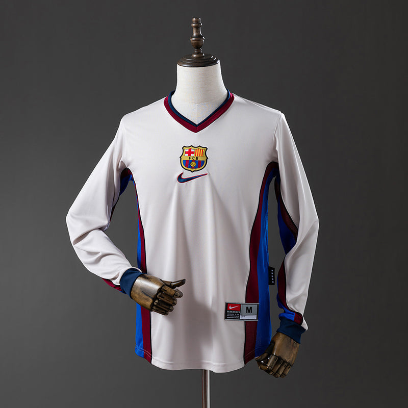 Barcelona Jersey 1998-01 Away Retro Football Kit Long Sleeves