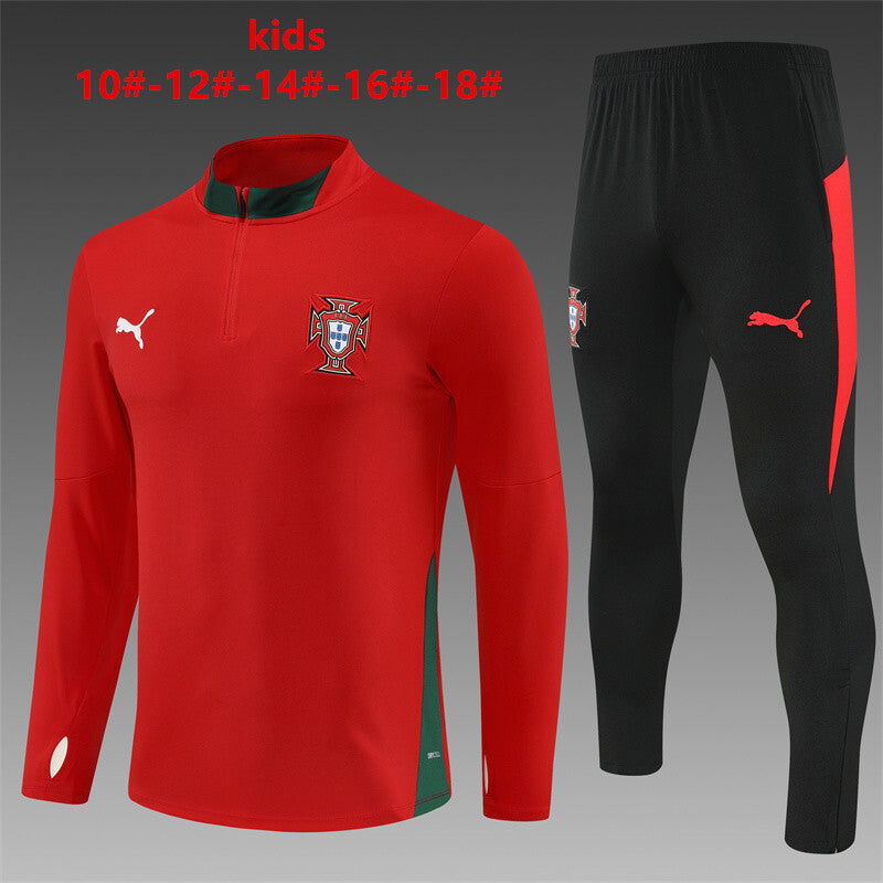Kids Portugal Training Tracksuits 24/25 Football Jersey