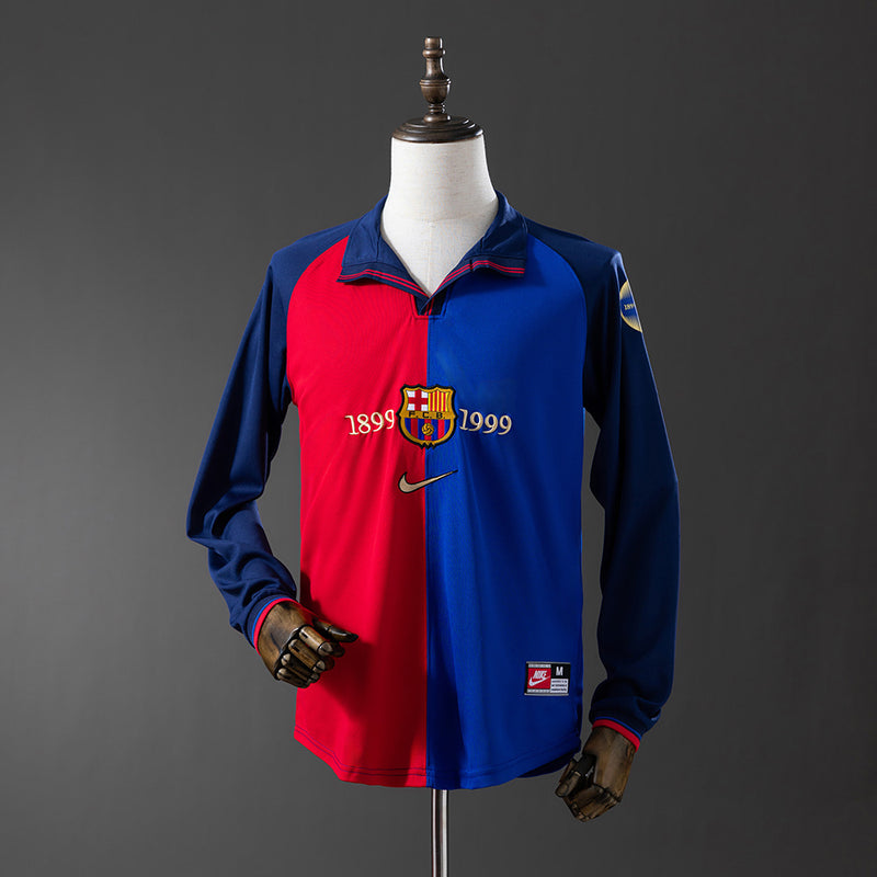 Barcelona Jersey 1899 1999 Anniversary Retro Football Kit Long Sleeves