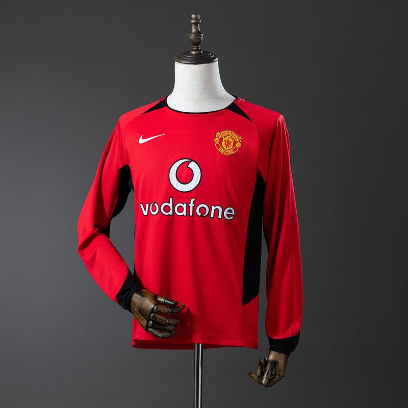 Manchester United Jersey 2002-04 Home Retro Football Kit Long Sleeves
