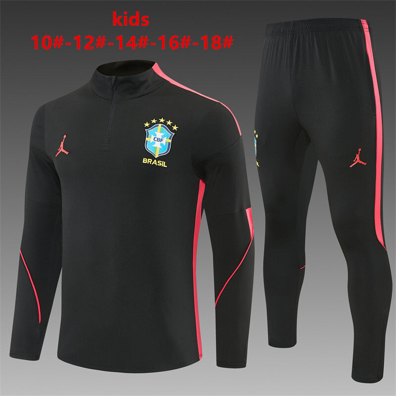Kids Brazil Training Tracksuits 2026 Football Kit Soccer Jersey