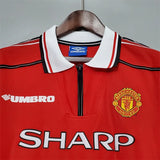 Manchester United Jersey Home Kit 1998/99 Retro Long Sleeves Football Team Soccer Shirt - PalmSportss