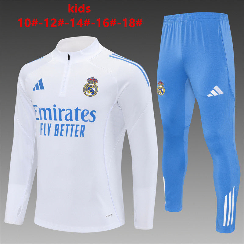 Kids Real Madrid Training Tracksuits 25/26 Football Kit Soccer Jersey