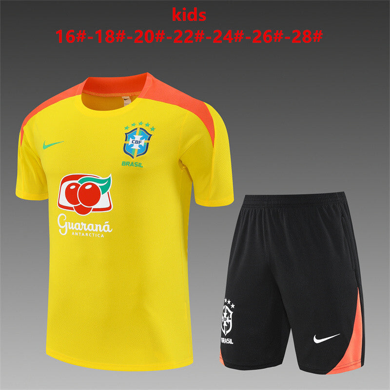 Kids Brazil Training Tracksuits 25/26 Football Kit Soccer Jersey