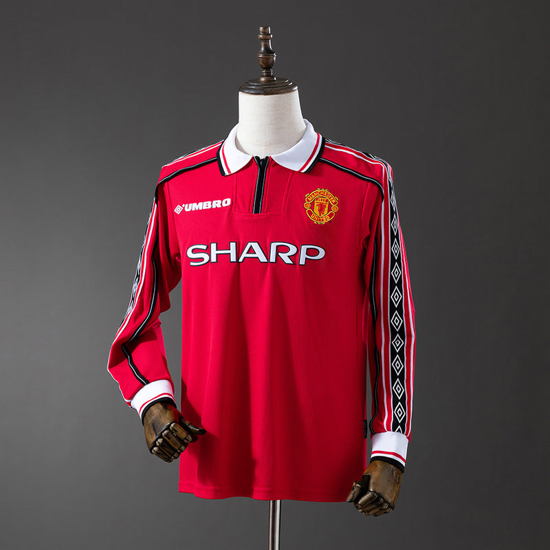 Manchester United Jersey1998-99 Home Retro Football Kit Long Sleeves