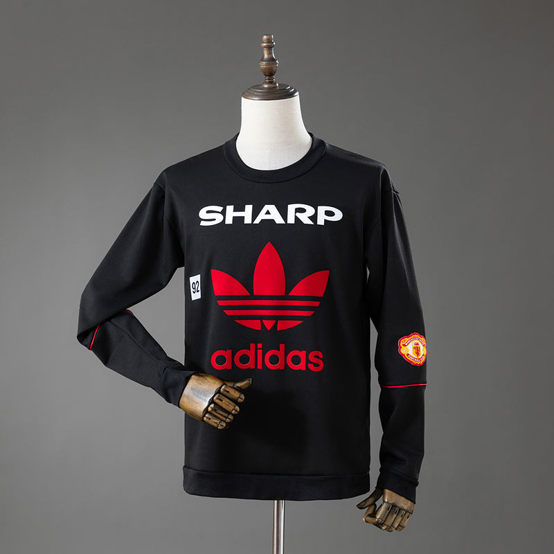 Manchester United Black Jersey 1990-1992 Long Sleeves Football Kit Soccer Shirt