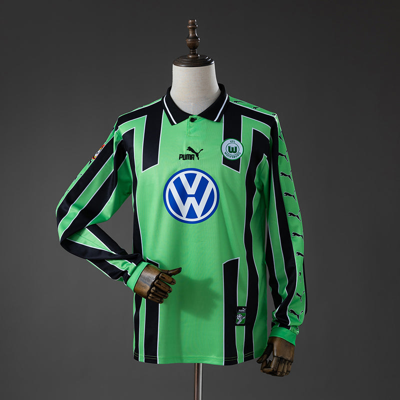 Wolfsburg Away Jersey 1999-2000 Retro Long Sleeves Football Kit Soccer Shirt