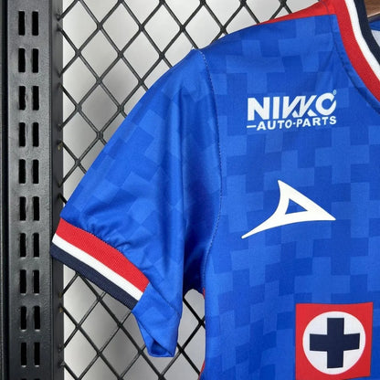 Kids Cruz Azul Jersey 25/26 Home Football Kit Soccer Jersey