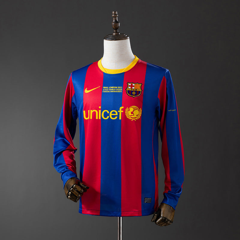 Barcelona Jersey 2010-11 Home Retro Kit Long Sleeves
