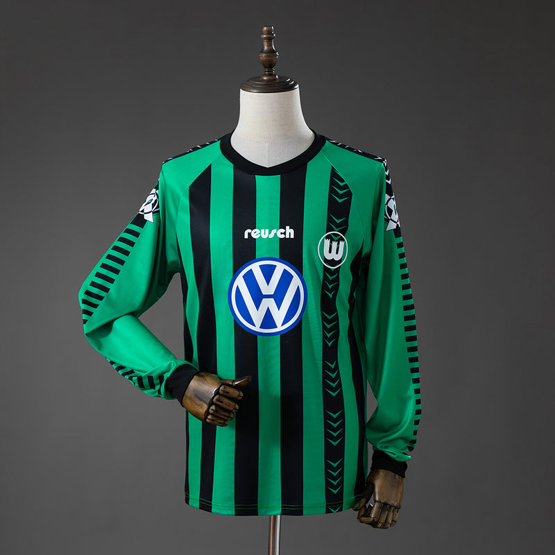 Wolfsburg Away Jersey 1995-1996 Retro Long Sleeves Football Kit Soccer Shirt