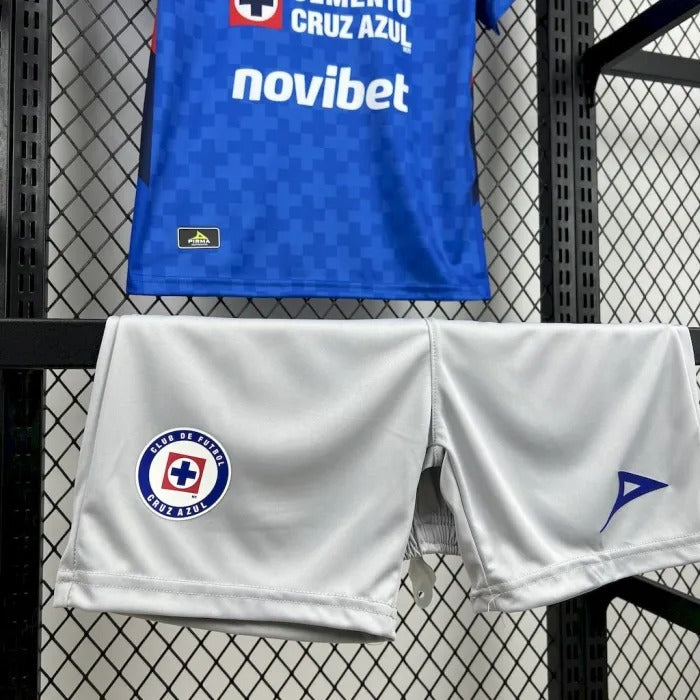 Kids Cruz Azul Jersey 25/26 Home Football Kit Soccer Jersey