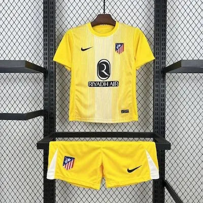 Kids Atletico Madrid Jersey 25/26 Yellow Goalkeeper Football Kit Soccer Jersey