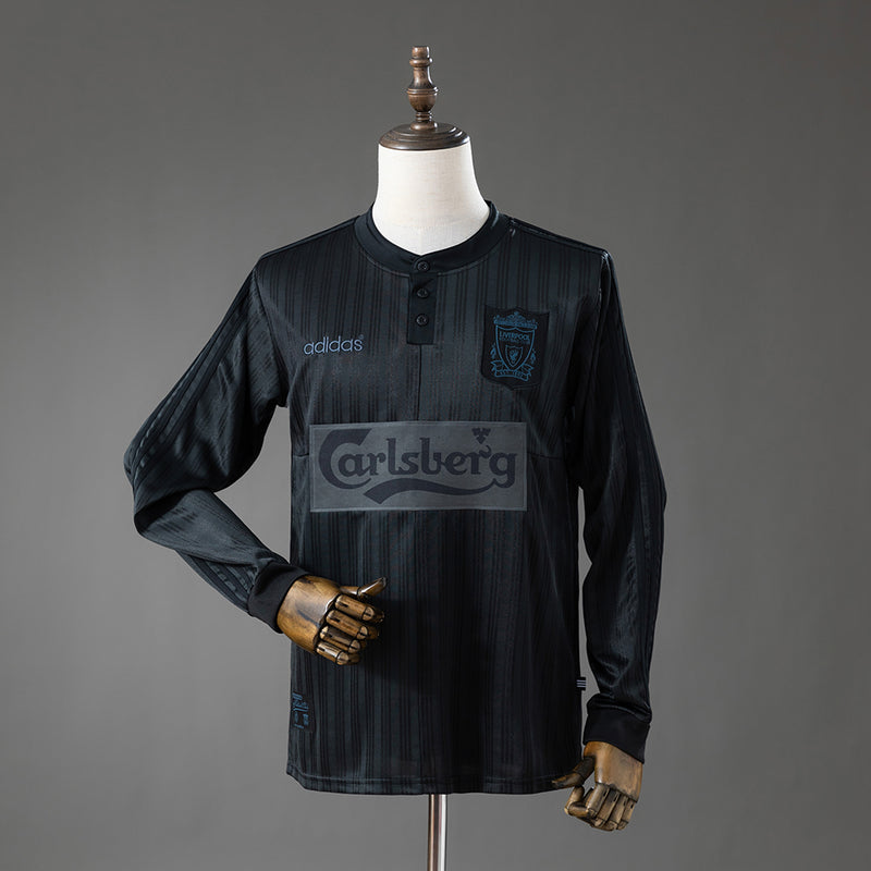 Retro Liverpool Black Jersey 1995-96 Long Sleeves Football Kit Soccer Shirt