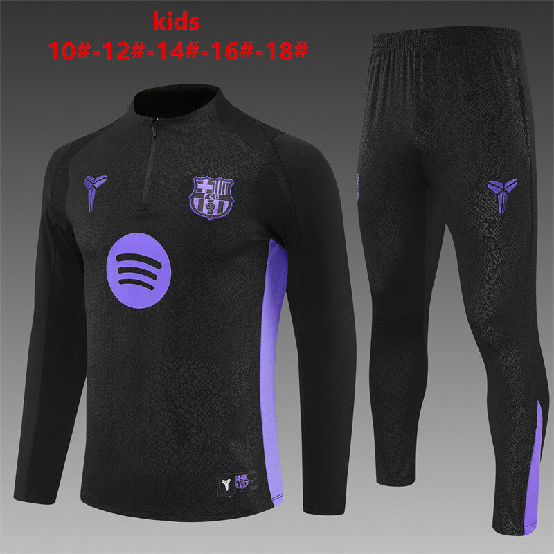 Kids Barcelona Training Tracksuits 25/26 Football Kit Soccer Jersey