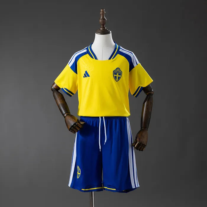 Kids Sweden Home Jersey 2026 World Cup Football Kit Soccer Shirt PalmSportss
