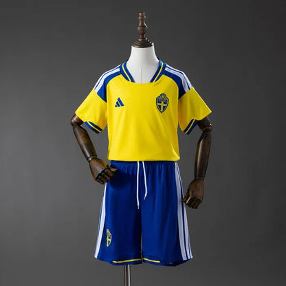 Kids Sweden Home Jersey 2026 World Cup Football Kit Soccer Shirt PalmSportss