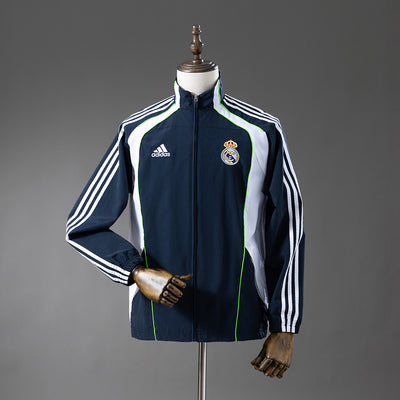 Real Madrid Windbreaker 2025-26 Navy Blue & White Football Soccer Jacket