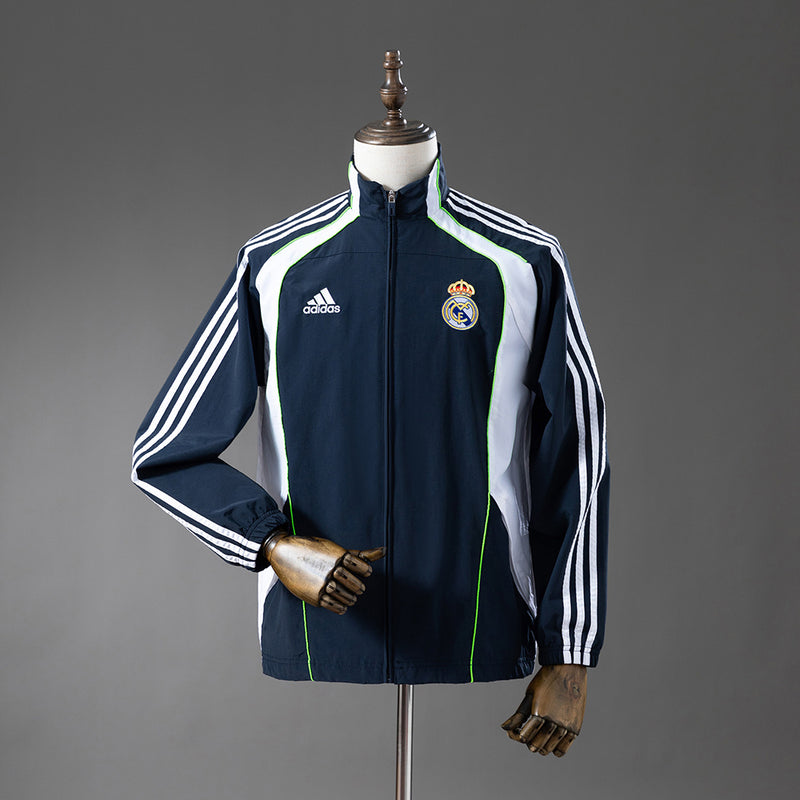 Real Madrid Windbreaker 2025-26 Navy Blue & White Football Soccer Jacket