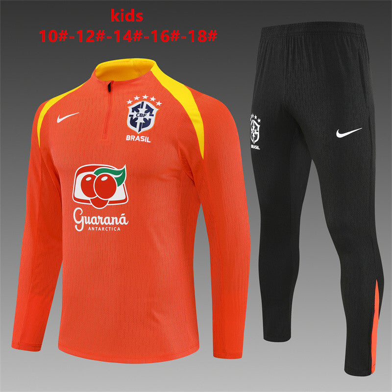 Kids Player Version Brazil Training Tracksuits 25/26 Football Kit Soccer Jersey