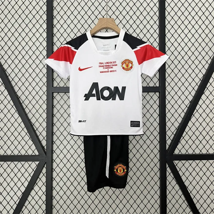 Camiseta retro de visitante del Manchester United para niños 10/11