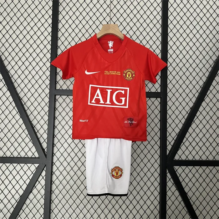 Camiseta retro de local del Manchester United para niños 07/08