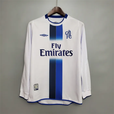 Camiseta de fútbol retro de manga larga para equipo visitante del Chelsea 2003/05