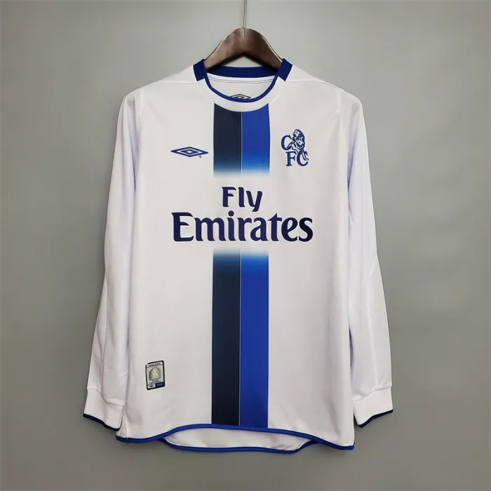 Camiseta de fútbol retro de manga larga para equipo visitante del Chelsea 2003/05