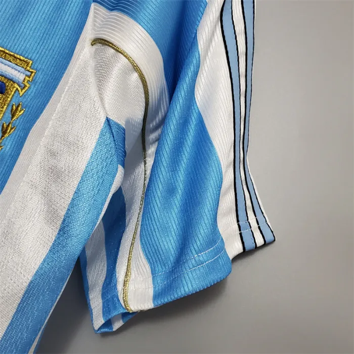 Camiseta de fútbol retro del equipo de fútbol de Argentina, kit de inicio, 1998