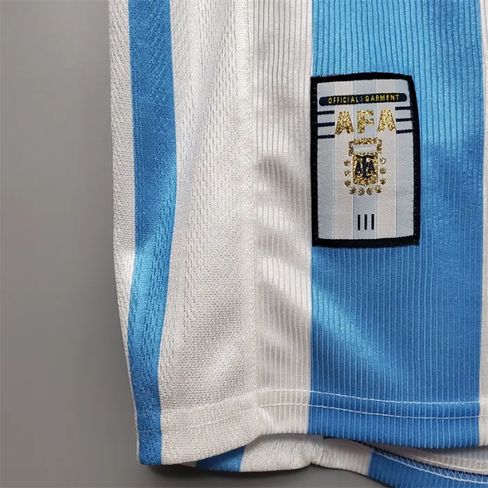 Camiseta de fútbol retro del equipo de fútbol de Argentina, kit de inicio, 1998