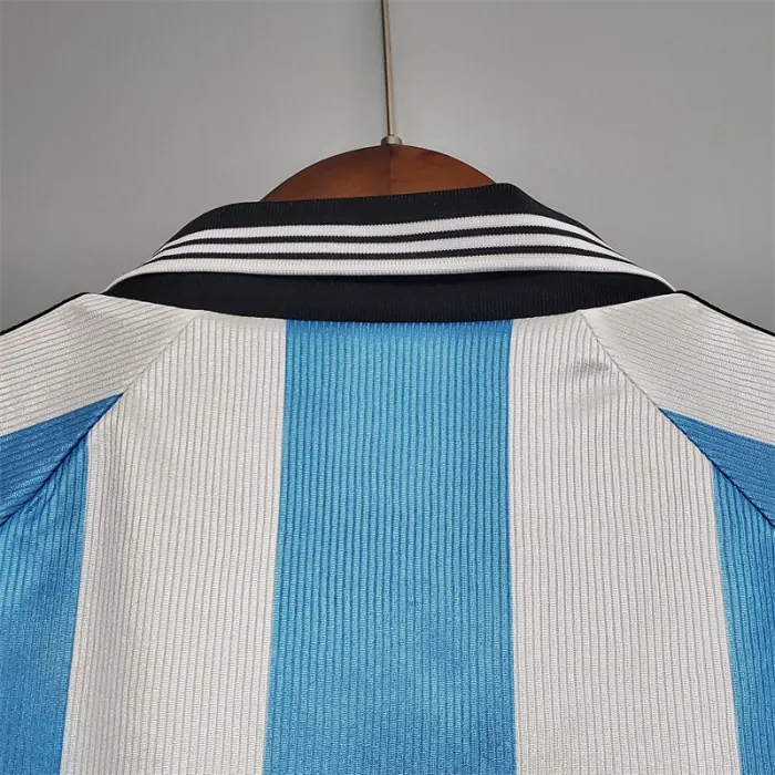 Camiseta de fútbol retro del equipo de fútbol de Argentina, kit de inicio, 1998