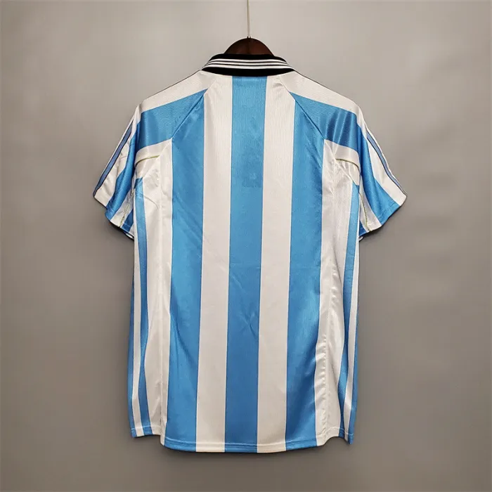 Camiseta de fútbol retro del equipo de fútbol de Argentina, kit de inicio, 1998