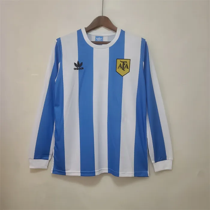 Camiseta de fútbol retro de manga larga de la selección de Argentina, kit de local, 1978