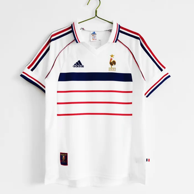 Camiseta de fútbol retro del equipo de fútbol de Francia, camiseta de visitante, kit de 1998
