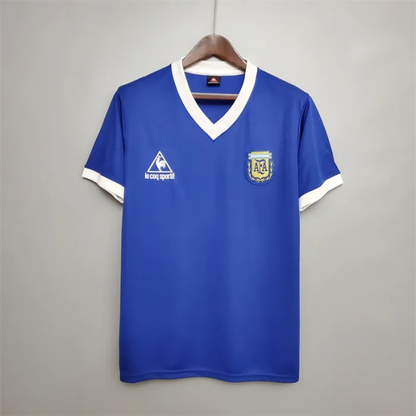 Camiseta de visitante del equipo de fútbol retro de Argentina de 1986