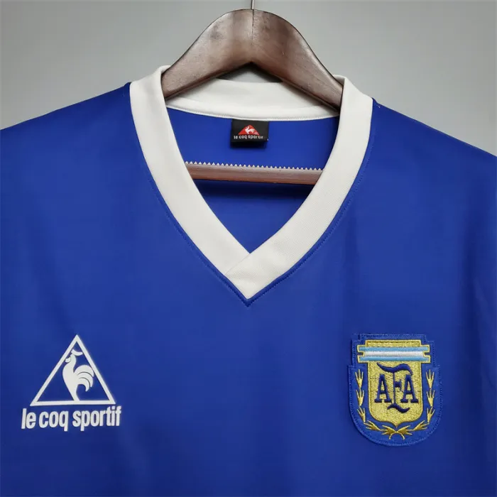 Camiseta de visitante del equipo de fútbol retro de Argentina de 1986