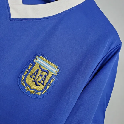 Camiseta de visitante del equipo de fútbol retro de Argentina de 1986