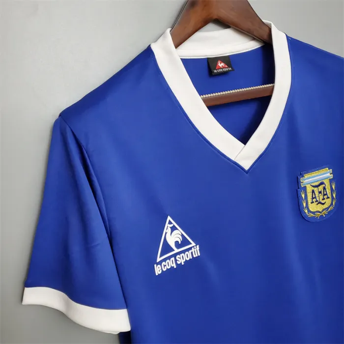 Camiseta de visitante del equipo de fútbol retro de Argentina de 1986