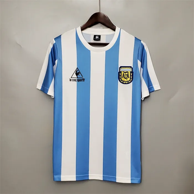 Camiseta de fútbol retro del equipo de fútbol de Argentina, kit de local, 1986