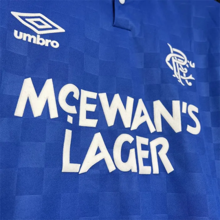 Camiseta de fútbol retro de local del Rangers 1987-1990
