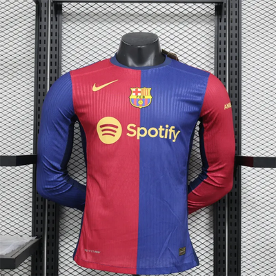 Versión de jugador Camiseta local del Barcelona 24/25 Kit de fútbol Manga larga