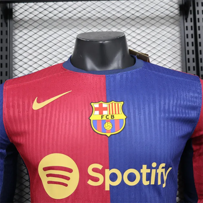 Player Version Barcelona Home Jersey 24/25 Football Kit Long Sleeves