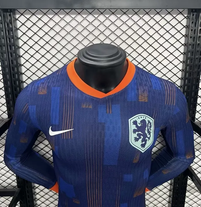 Versión del jugador Camiseta visitante de Holanda 24/25 Eurocopa 2024 Kit de fútbol de manga larga