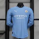 Player Version Manchester City Home Kit 24/25 Football Jersey Long Sleeves - PalmSportss